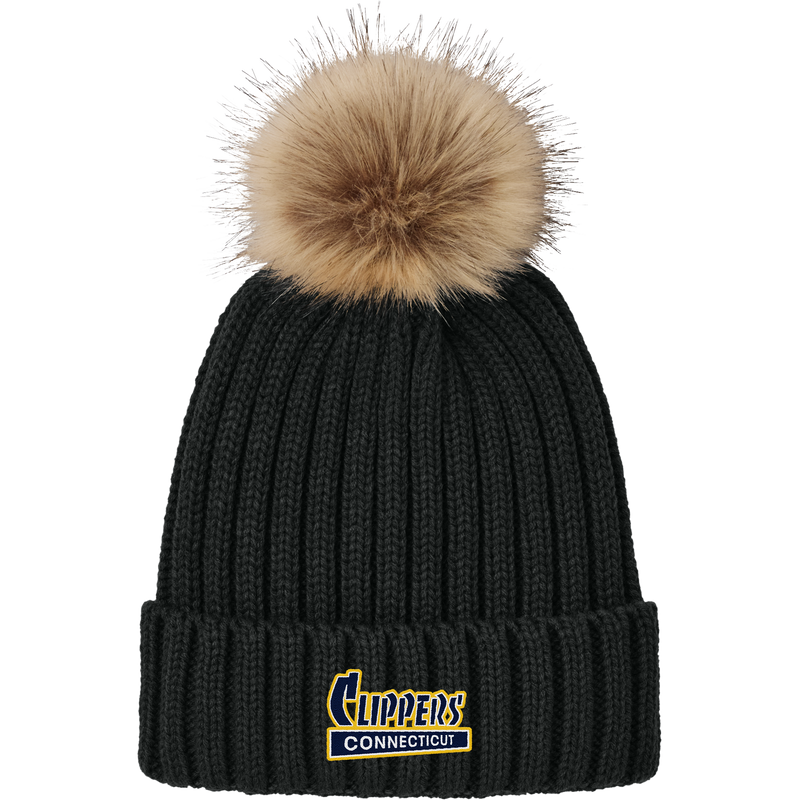 CT Clippers Faux Fur Pom Beanie