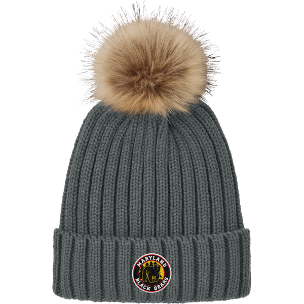 Maryland Black Bears Faux Fur Pom Beanie