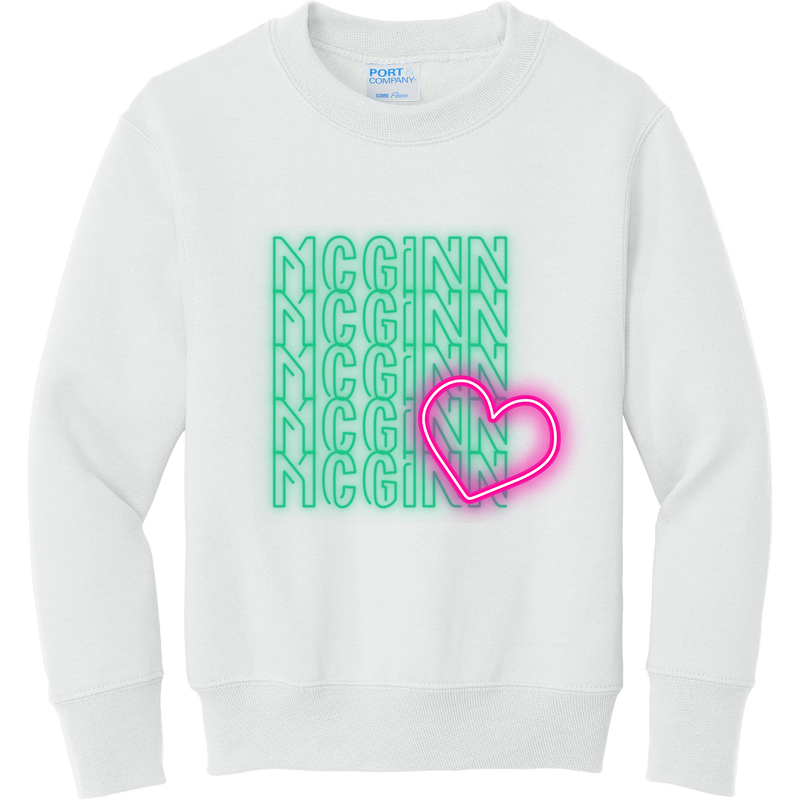 McGinn Elementary Youth 'Neon Heart' Core Fleece Crewneck Sweatshirt